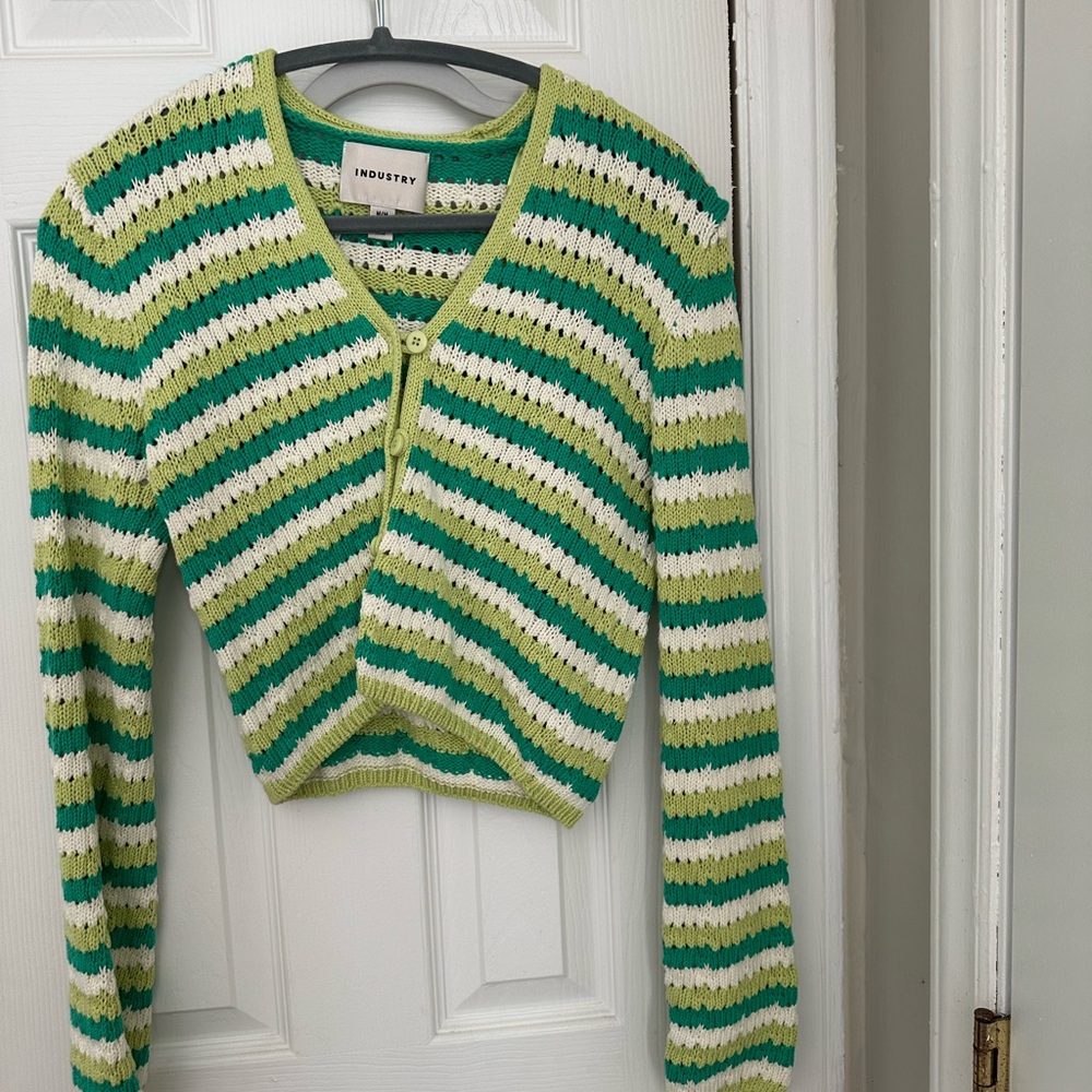 INDUSTRY Green Striped Cardigan